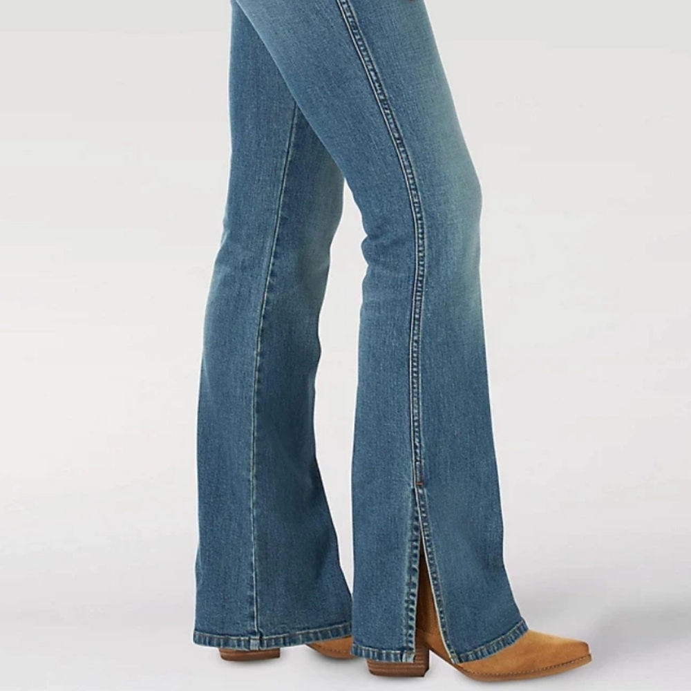 Wrangler RETRO® MAE Side Slit Bootcut Denim Jeans Mid Rise Western Cowgirl Rodeo